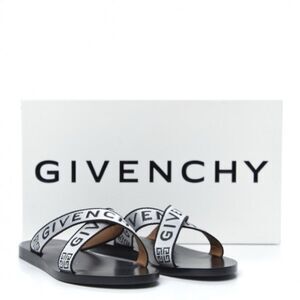 Givenchy Crisscross Grosgrain Leather Logo Flat Sandals 39